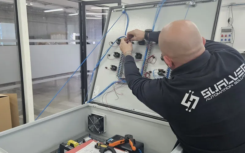 Técnico de Sualver cableando un cuadro eléctrico